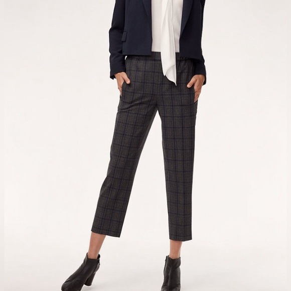 Aritzia Pants - Aritzia Wilfred Darontal Pant in Navy Gray Plaid